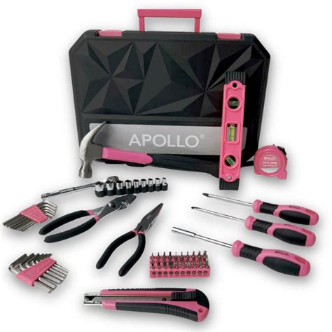 Essential 65-Piece Pink Tool Set with Socket Set and Most-Used Tools f