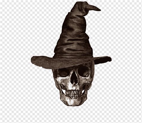 Gray Skull Wearing Witch Hat Poster Calavera Human Skull Symbolism