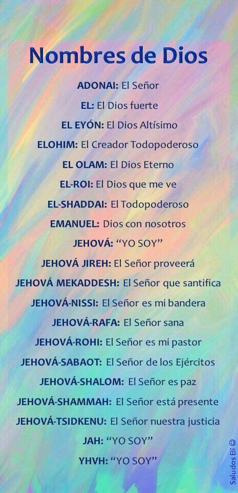 Nombres De Dios Nombres De Dios Palabra De Vida Frases Espirituales