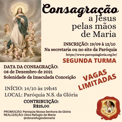 Abertas inscrições para 2ª turma de consagração a Jesus pelas mãos de