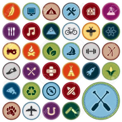 A Collection Of Different Colored Buttons With Various Symbols And