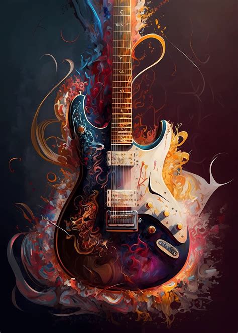 Electric Guitar Painting Poster Picture Metal Print Paint By