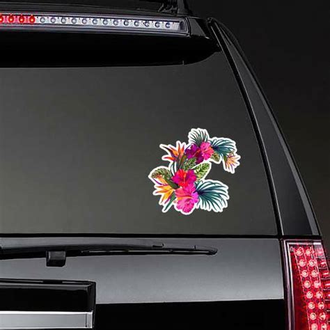 Retro Hawaiian Tropical Hibiscus Flowers Sticker