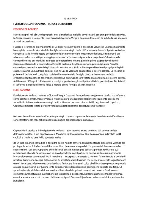 Il verismo, veristi siciliani, opere di Verga | Appunti di Lingue e