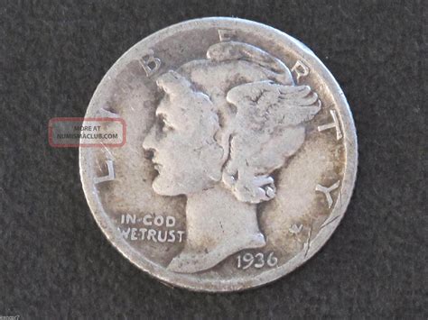 1936 P Mercury Dime 90 Silver U S Coin D6365