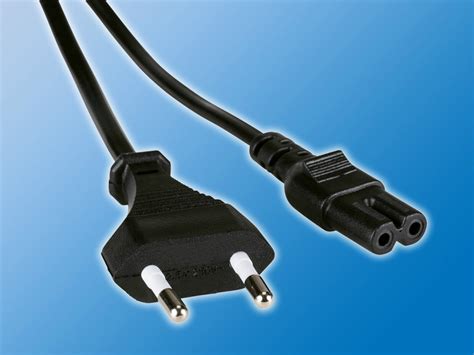 Euro Netzkabel Mit Doppelnut Kupplung 2 0m Schwarz C8 Stecker