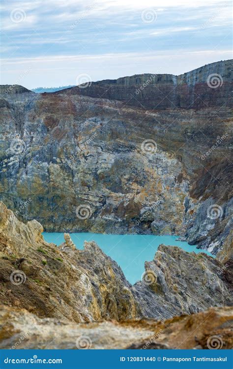 Blue Lake in a Crater, One of Three Lake on Kelimutu Volcano Stock ...