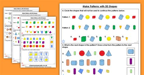 Year 2 Make Patterns With 3d Shapes Homework Extension Properties Of Shape Classroom Secrets