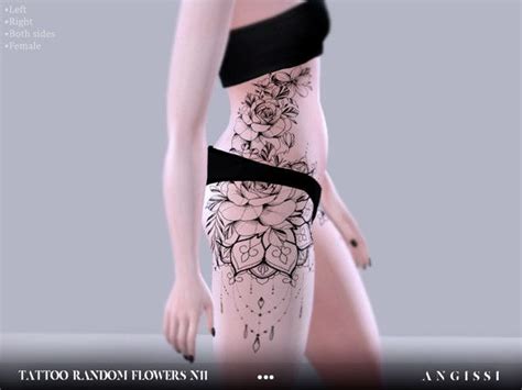 The Sims Resource Tattoo Random Flowers N11 Sims 4 Tattoos Sims 4 Collections Sims 4 Jobs