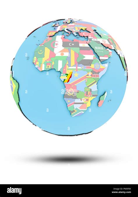 Congo On Political Globe With National Flags Isolated On White