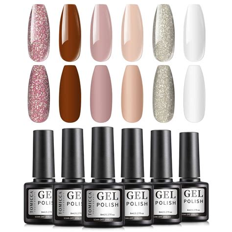 Tomicca Uv Nagellack Starter Set 6 Farben Glitter Gel Nagellack Set Uv