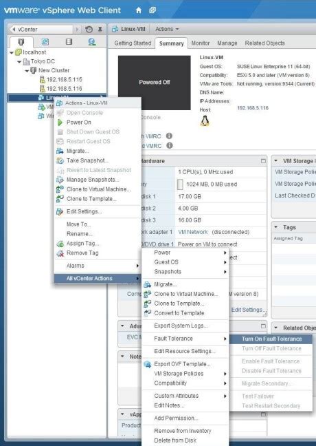 Enable VSphere FT VMware ESXi