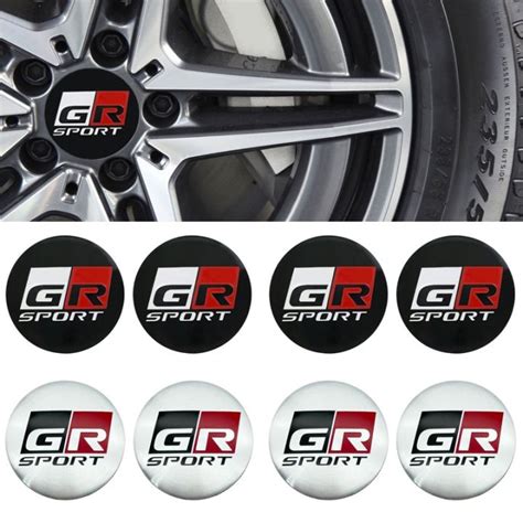 LAIFU 4pcs 56 5mm Car GR Sport Black Red Logo Wheel Center Cap Rim