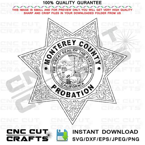 Monterey County Probation Badge Logo Svg Dxf Vector File For Laser