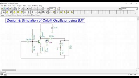 Colpitt Oscillator Using Transistor Design And Simulation In Tina Ti