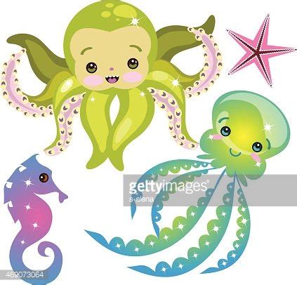 Cute Sea Creatures Collection Stock Vector | Royalty-Free | FreeImages