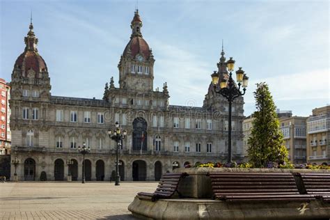 La Coruna City Hall In Plaza Maria Pita Galicia Spain Stock Photo