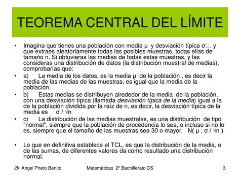 PPT TEOREMA CENTRAL DEL LÍMITE Tema 13 3 2º BCS PowerPoint