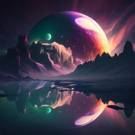 Una Pintura Digital De Un Planeta Con Un Planeta Morado Y Rosa En El