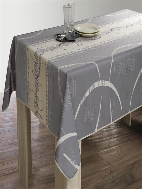 Nappe Anti Taches Astrid Ecru Rectangle X Cm Gris Ecru