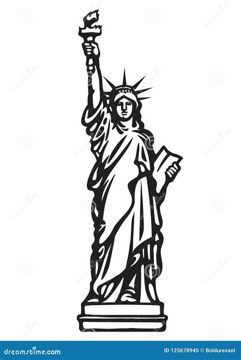 The Statue of Liberty New York City.Black and White Skethc Stock Vector - Illustration of ...