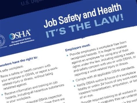 Osha S Free Workplace Poster Occupational Safety And Health Off