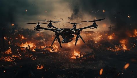 Premium AI Image | Drone attack realistic action scene photography