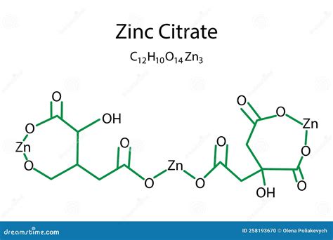 Zinc Citrate Icon Chemical Formula Vector Illustration Stock Image Stock Vector