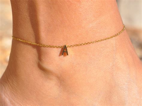 Initial A Anklet Letter A Anklet Gold Initial Anklet Etsy