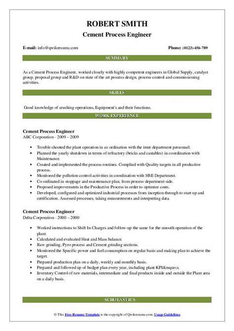 10 Cement Process Engineer Resume Samples Templates For 2025