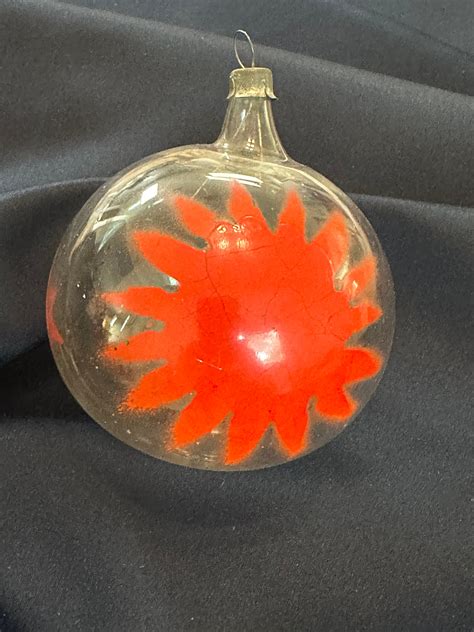 Blown Glass Unsilvered Wwii Era Hand Painted Ball Ornament Etsy