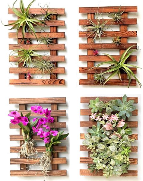 Wall Planter 2 Pack Wooden Hanging Succulent Wall Decor Live Air