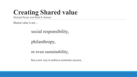 Creating Shared Value CSV PPT