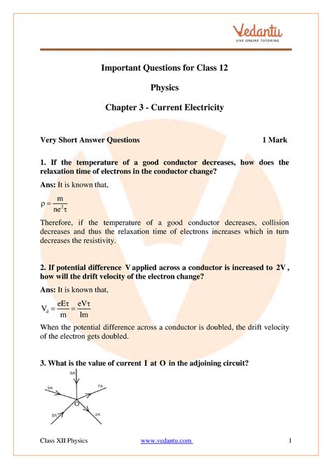 Important Questions For Cbse Class 12 Physics Chapter 3 Important Questions For Class 12