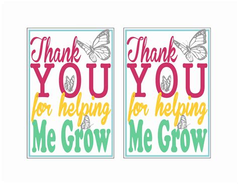 Thank You For Helping Me Grow Card Free Printable