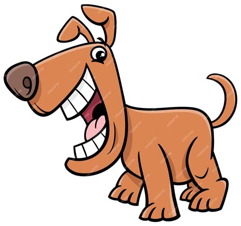 Premium Vector Happy Cartoon Brown Dog Comic Animal Character