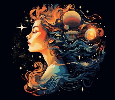 Premium Ai Image There Is A Woman With Long Hair And Planets In Her