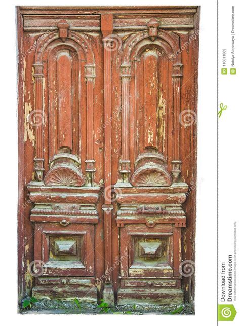 Puerta De Madera Del Viejo Vintage En Fondo Blanco Aislado Imagen De