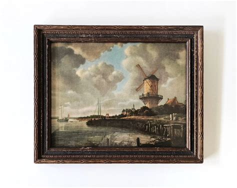 Vintage Windmill Litho Print In Vintage Wooden Ornate Frame Vintage Dutch Wall Decor Etsy