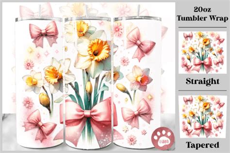 Daffodils Bow Tumbler Wrap Png Graphic By Luna Art Design · Creative