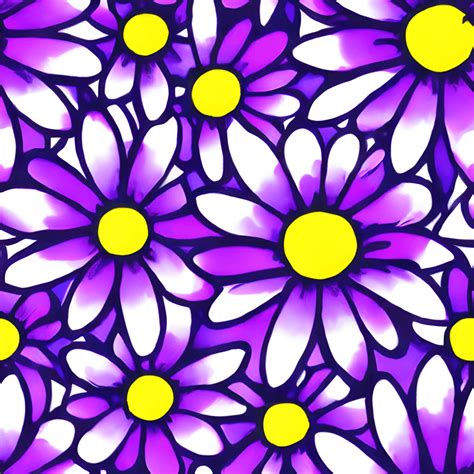 Daisy Black and Purple Pattern Graphic · Creative Fabrica