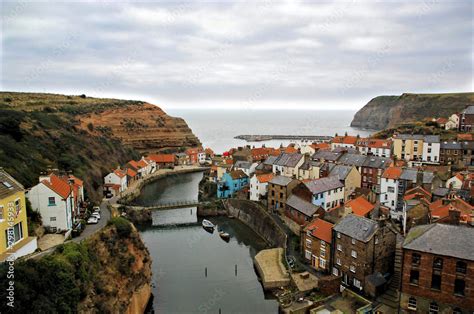 Staithes village by sea Stock Photo | Adobe Stock