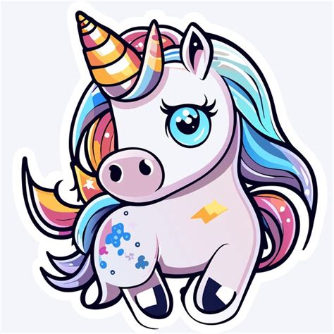 Premium Vector Magic Cute Unicorn Hand Drawn Cartoon Sticker Icon