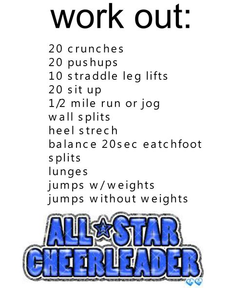 My Cheer Workout Routine Cheer Workouts Workout Workout Routine