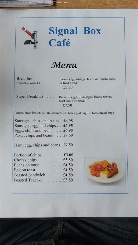 Menu at Signal Box Cafe, Totnes