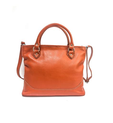 Full Grain Leather Handbag Orange Leather Purse Womens Etsy