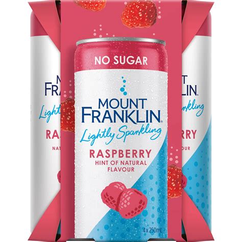 Mount Franklin Lightly Sparkling Water Raspberry Multipack Mini Cans 250ml X4 Pack Woolworths