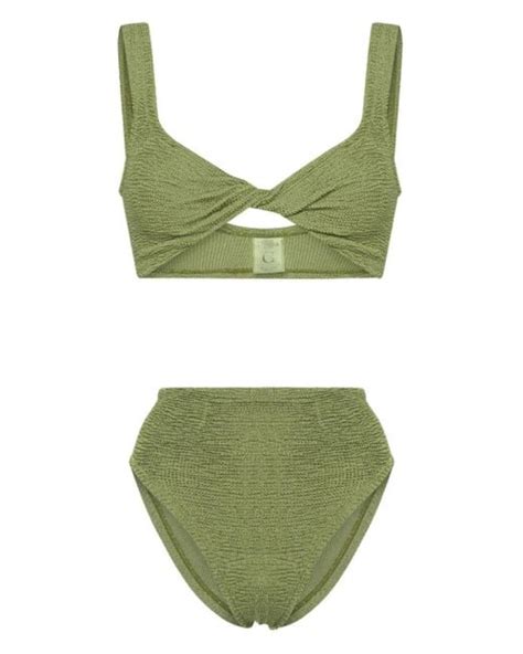 Hunza G Jamie Twist Detail Bikini Set In Green Lyst