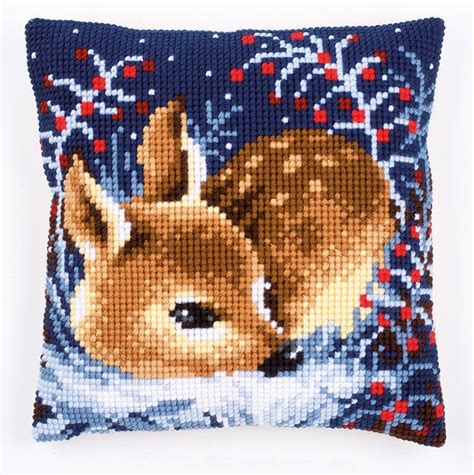 Набор для вышивания подушки "Оленёнок" | Образцы для вязания, Наборы ...