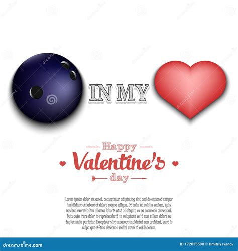 Bowling In My Heart Happy Valentines Day Stock Vector Illustration